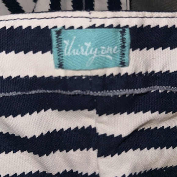 Thirty-One Striped Hobo Bag - Navy, White, and Teal - Picture 5 of 6